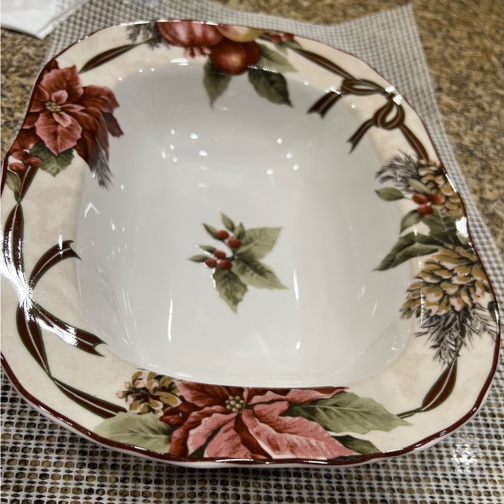 222 Yuletide Celebration Serving Bowl - 2 available Pre-owned/never used.